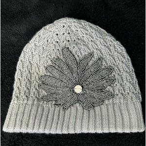 Charlie Paige beaded grey beanie. Like new.